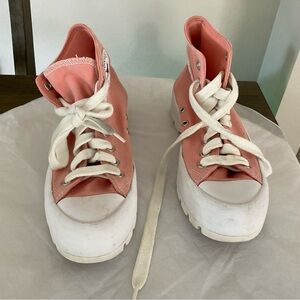 Converse Chuck Taylor  Lugged High Platform Shoes pink  White Womens 8.5